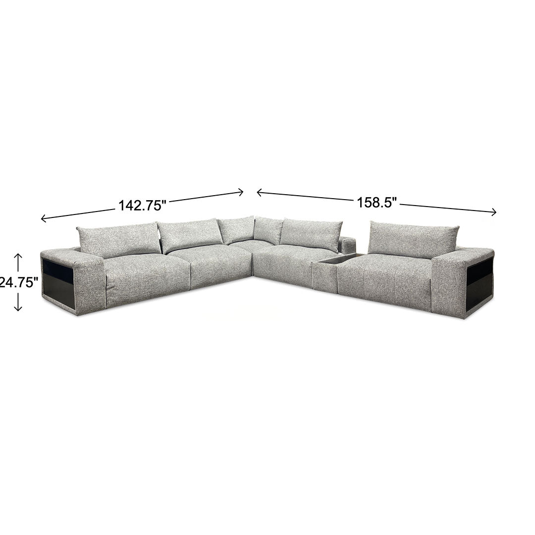 Beck Sectional (6-Piece) from Kuka Home in Gray Performance Fabric with USB Port, Wireless Charging - Additional view 13