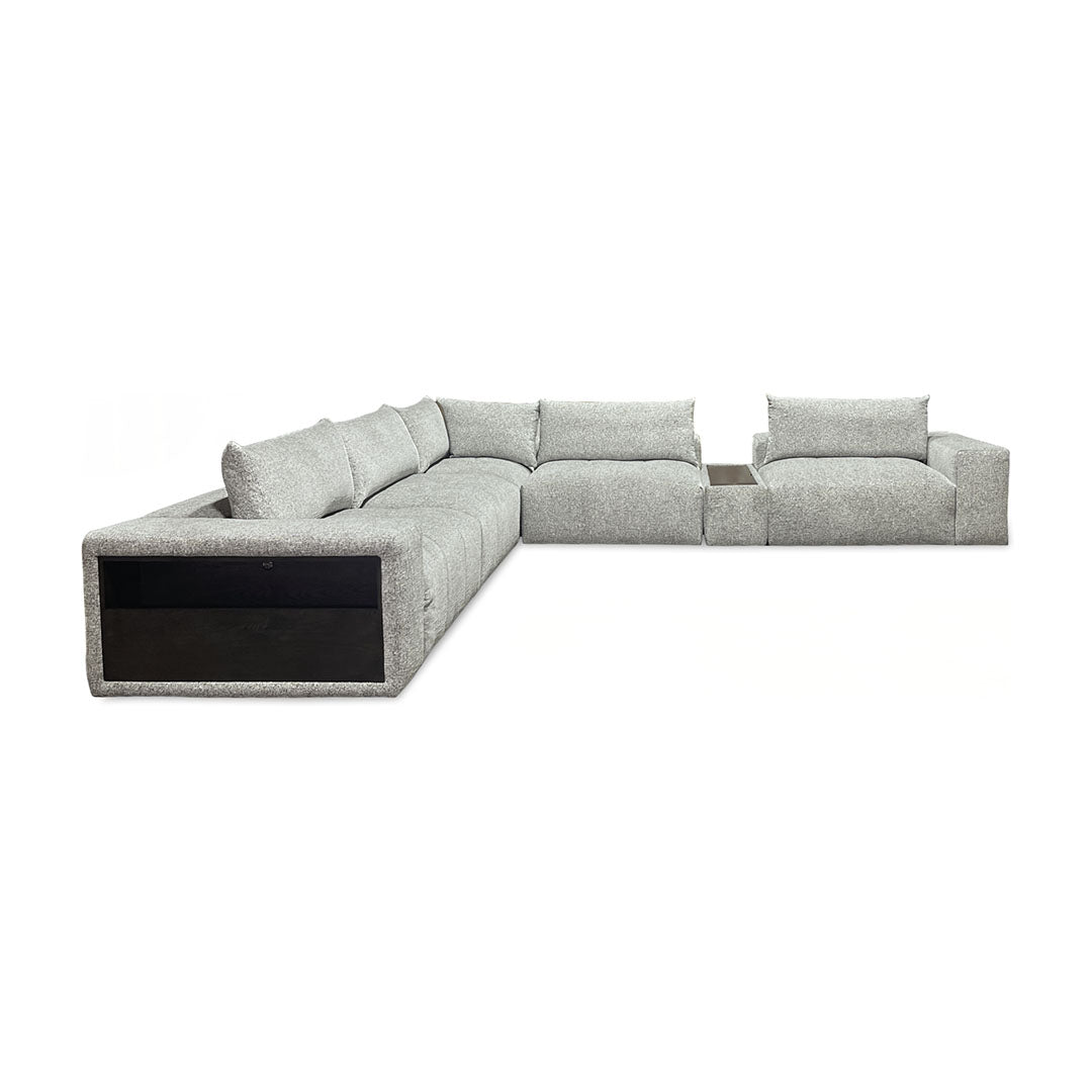 Beck Sectional (6-Piece) from Kuka Home in Gray Performance Fabric with USB Port, Wireless Charging - Detail view