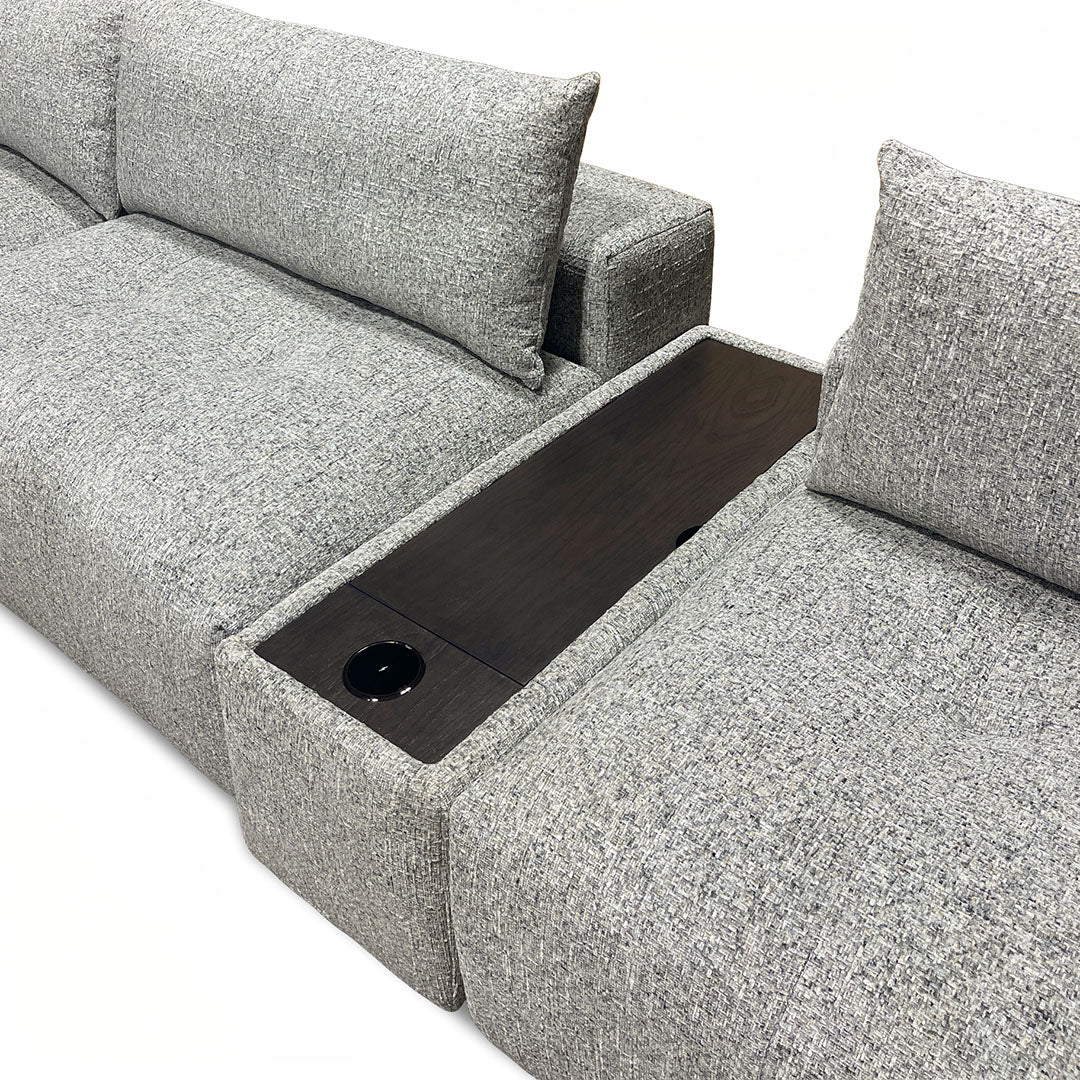 Beck Sectional (6-Piece) from Kuka Home in Gray Performance Fabric with USB Port, Wireless Charging - Additional view 9