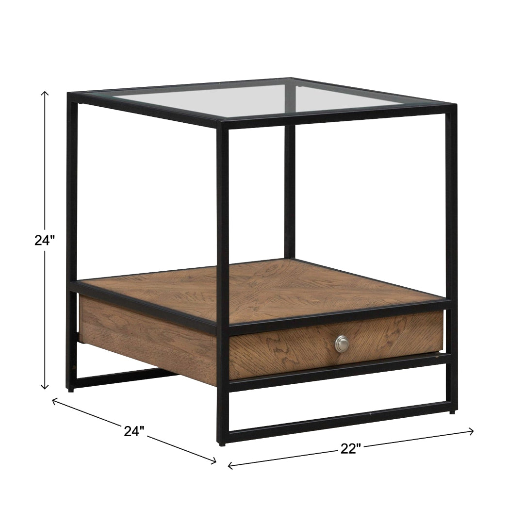 Bedford end table in black, lifestyle room setting