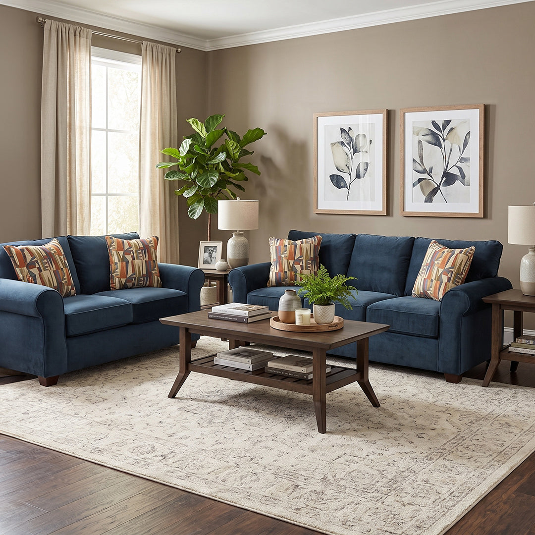 Blue Bella Sofa and Loveseat from Fusion - Alternate angle