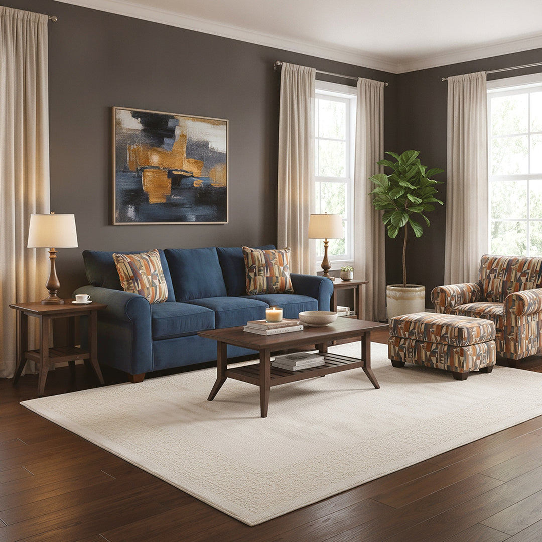 Blue Bella Sofa, Chair, and Ottoman from Fusion