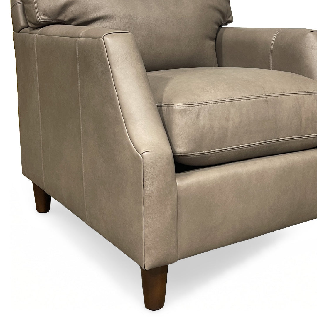 Belle Leather Accent Chair from Hickorycraft (Craftmaster) in Gray, Made in USA - Overhead view