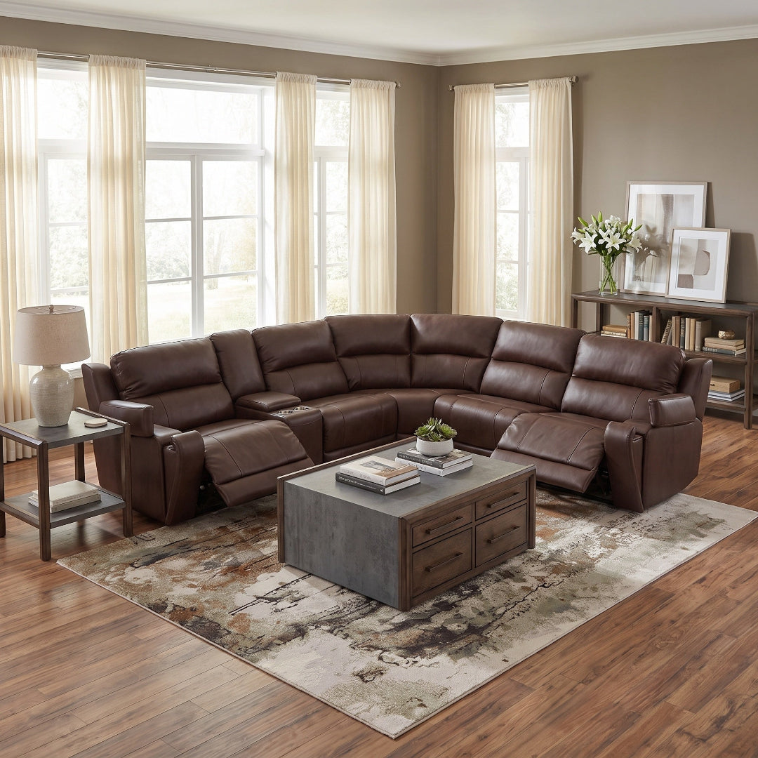 Benjamin Leather Power Reclining Sectional