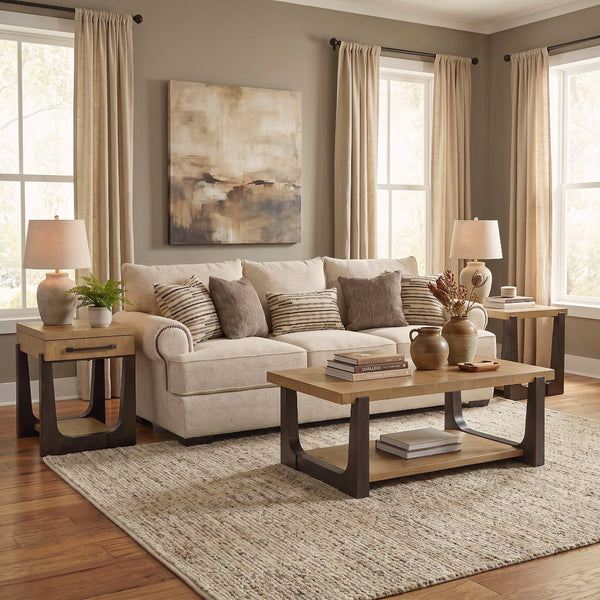 Beige Sutton Place Side Table from Emerald Home Furnishing - Alternate angle