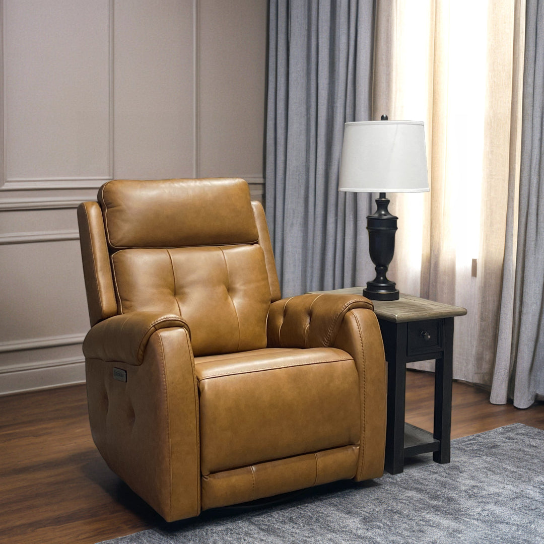 Bergman Leather Power Swivel Glider Recliner