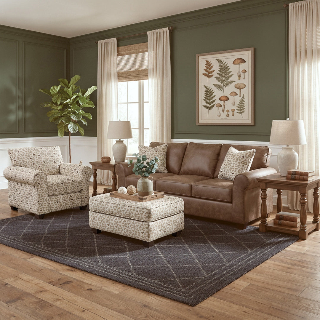 Billie Ottoman from Fusion in Beige, Made in USA - Alternate angle