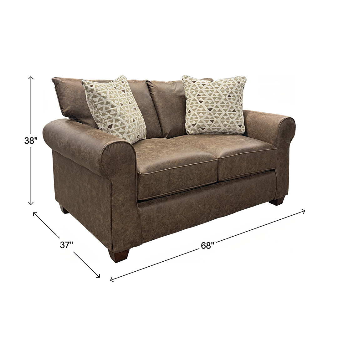 Billie Loveseat from Fusion in Brown with Accent Pillows, Made in USA - Additional view 10