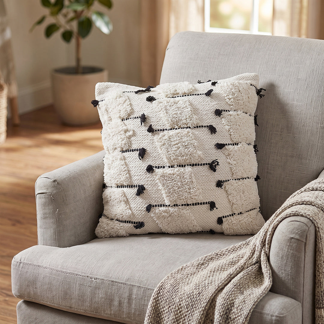 Black and White Square Pillow