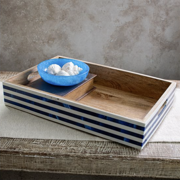 Blue Stripe Tray from P D Home &amp; Garden - Blue finish