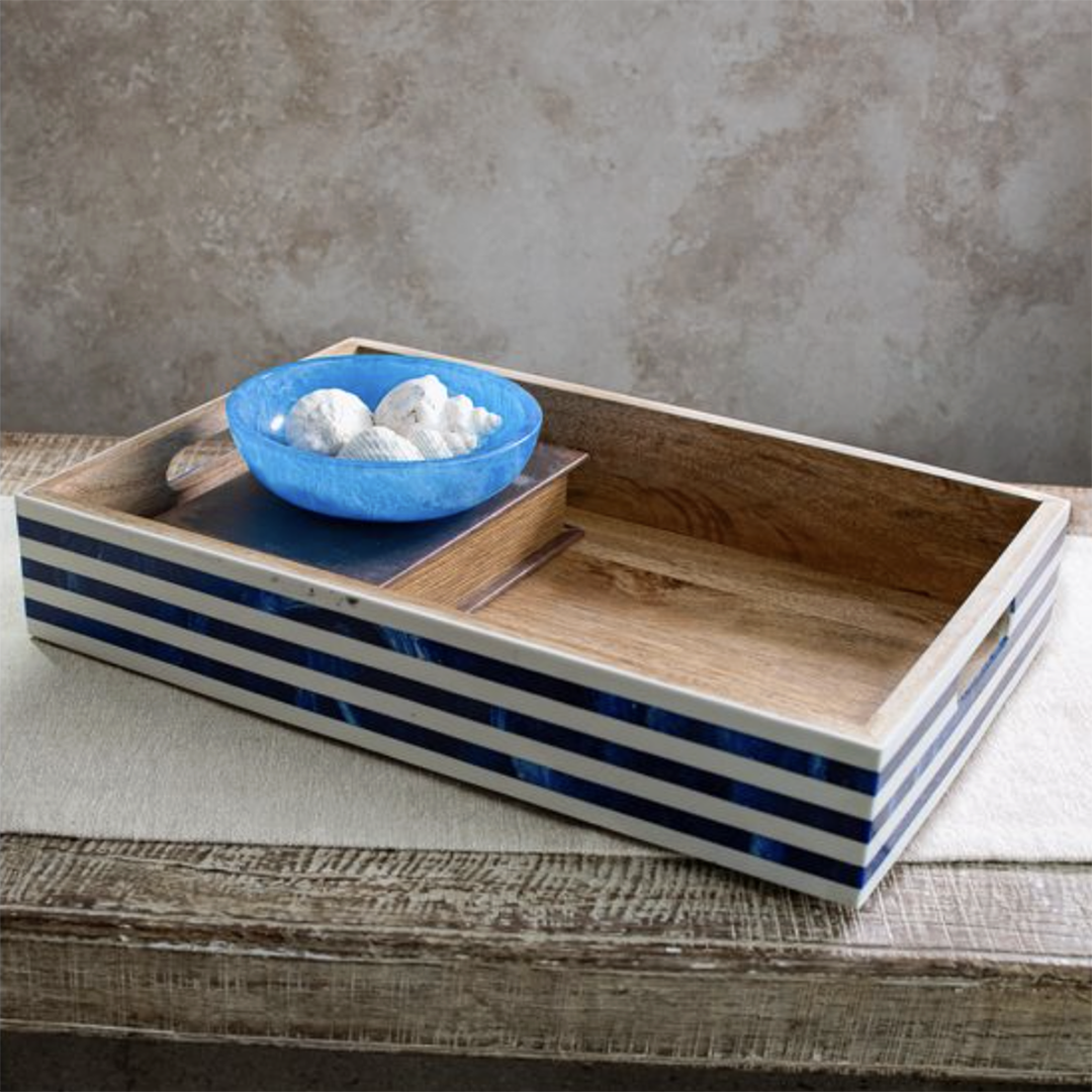 Blue Stripe Tray from P D Home & Garden - Blue finish