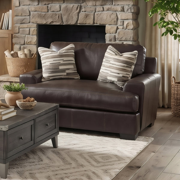 Bodie Leather Chair and a Half from Michael Nicholas Designs in Brown, Made in USA - Leather detail