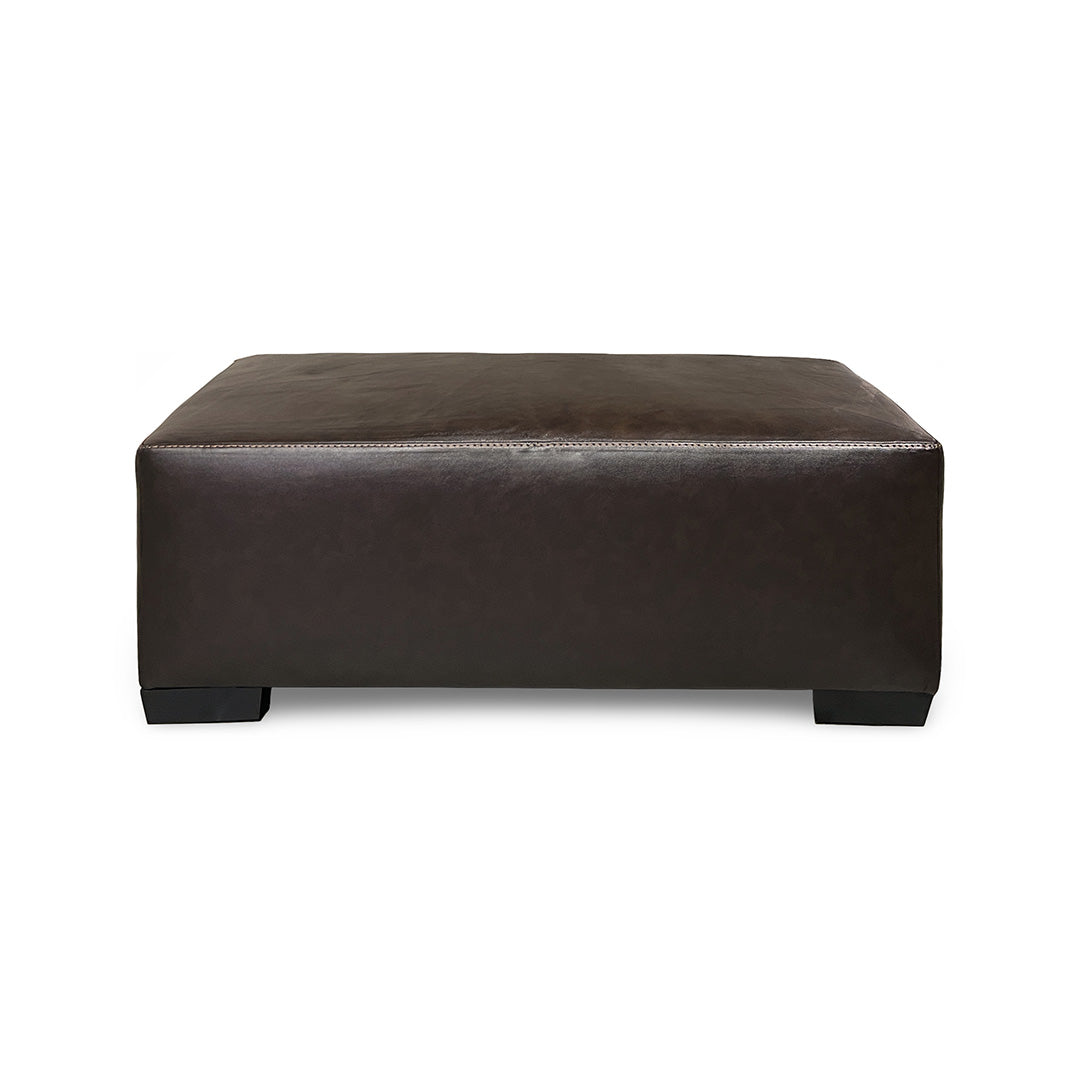 Bodie Leather Oversized Ottoman from Michael Nicholas Designs in Brown, Made in USA - Leather detail