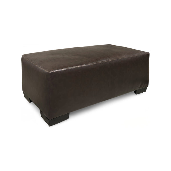 Bodie Leather Oversized Ottoman from Michael Nicholas Designs in Brown with Hardwood Frame, Made in USA - Leather detail