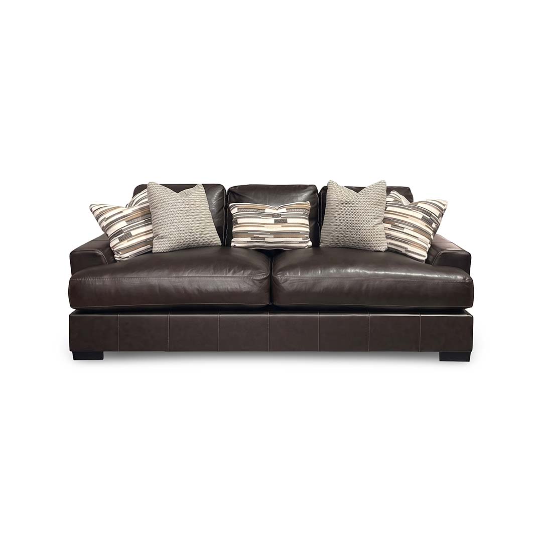 Bodie Leather Sofa from Michael Nicholas Designs in Brown, Made in USA - Leather detail