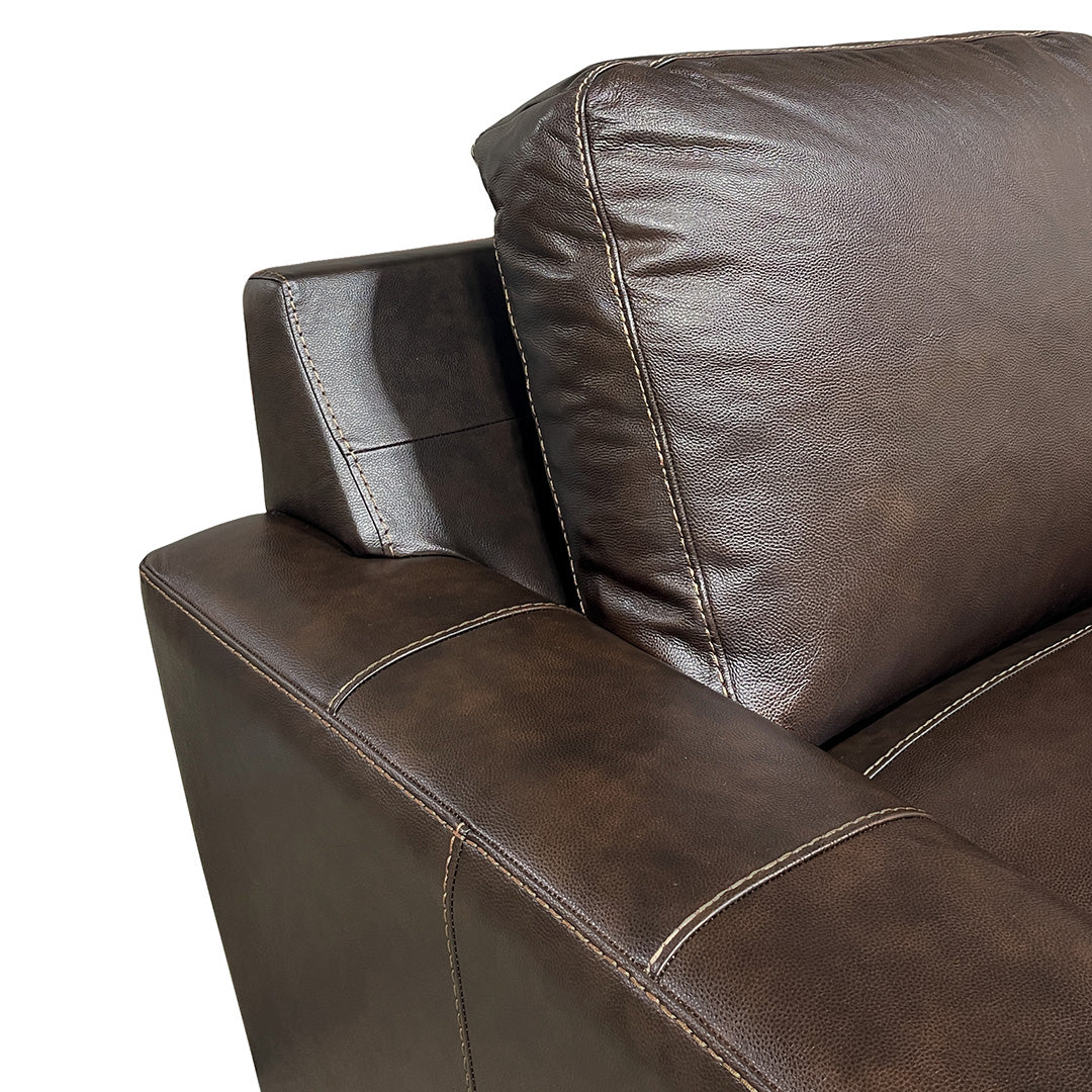 Bodie Leather Loveseat from Michael Nicholas Designs in Brown with Hardwood Frame, Made in USA - Leather detail