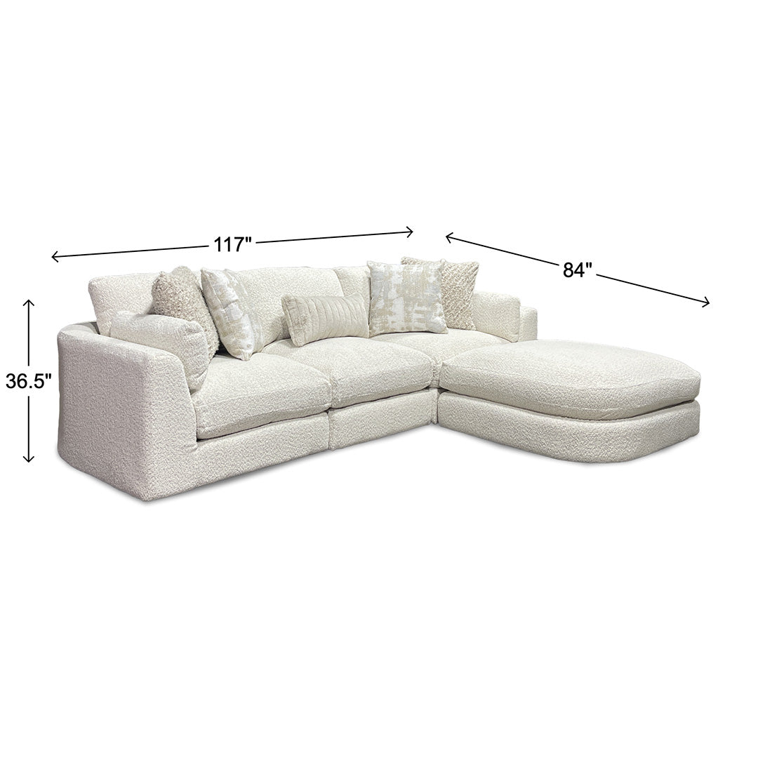 Bombay Sectional (4-Piece) from Franklin Corporation in Beige Bouclé with Accent Pillows, Reversible Cushions, Made in USA - Additional view 12