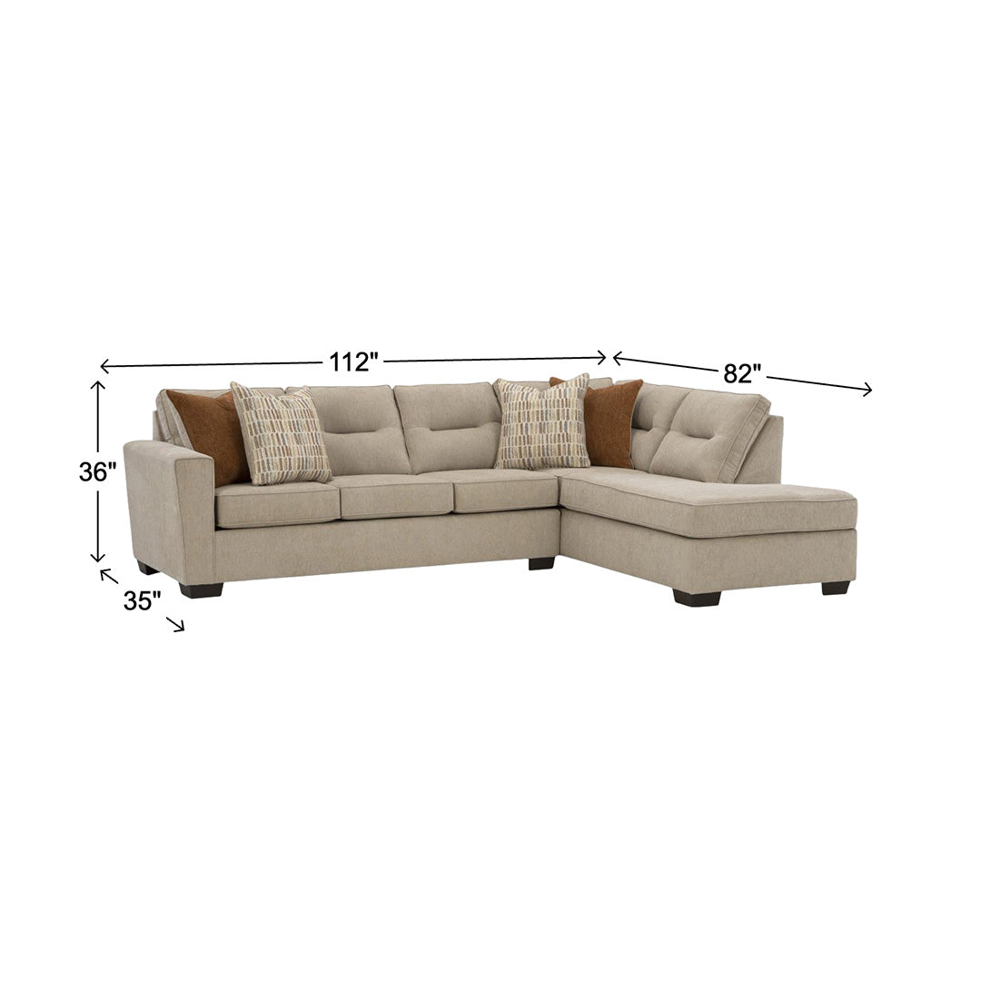 Seccional Bono from Washington in Beige with Accent Pillows, Reversible Cushions, Made in USA - Detail view