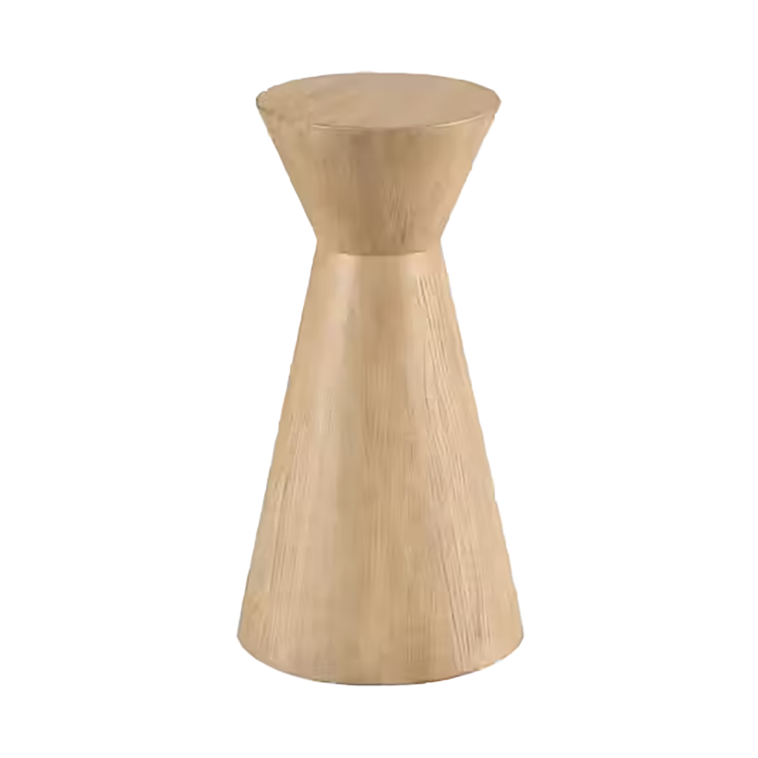 Joybird wooden side table with a cylindrical design