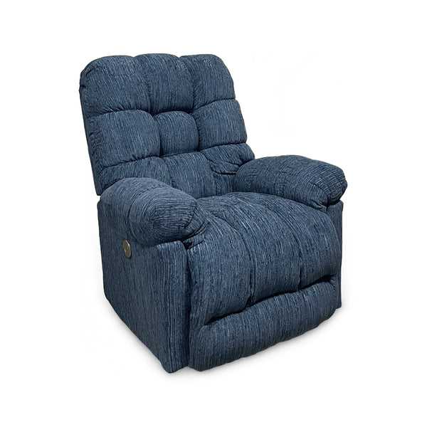 Brosmer Power Swivel Glider Recliner from Best Home Furnishings in Blue Performance Fabric, Made in USA - Reclined position