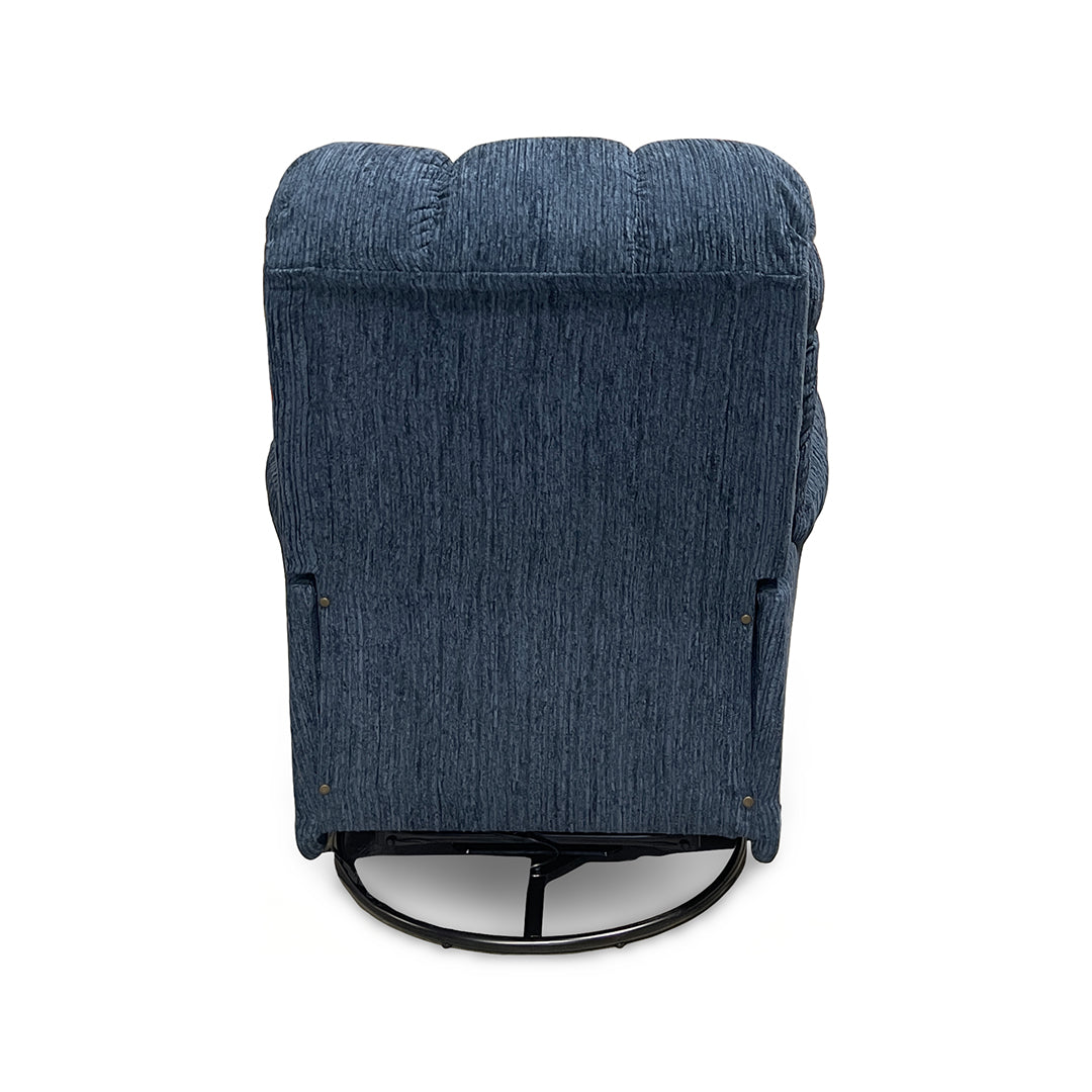 Brosmer Power Swivel Glider Recliner from Best Home Furnishings in Blue Performance Fabric, Made in USA - Reclined position