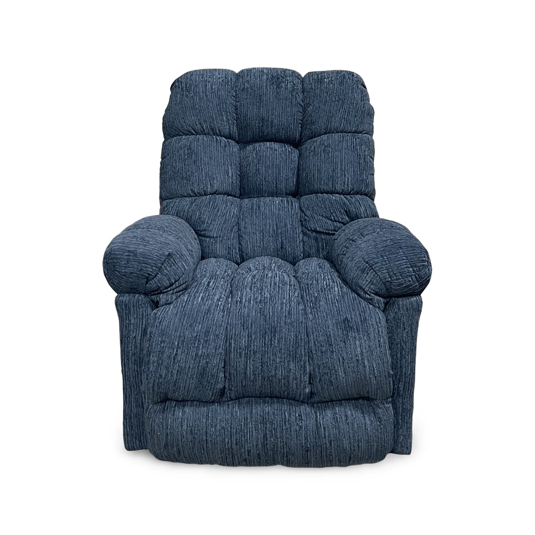 Brosmer Power Swivel Glider Recliner from Best Home Furnishings in Blue Performance Fabric, Made in USA - Reclined position