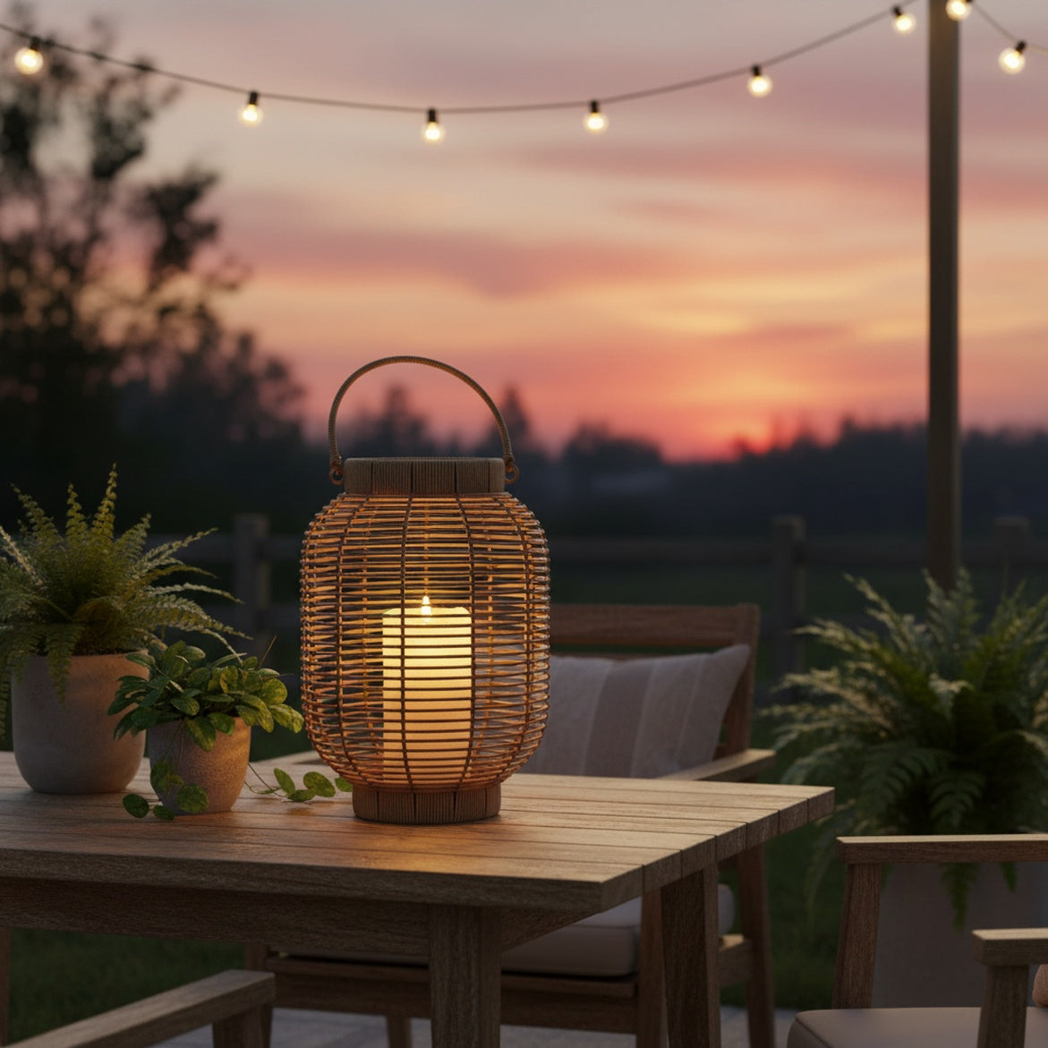 Brown Outdoor Lantern - 12 Inches