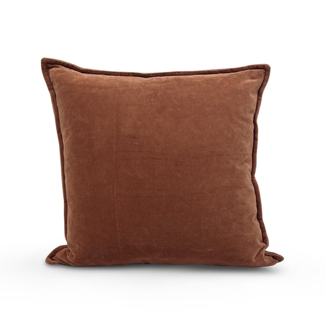 Almohada de terciopelo de algodón - Marrón oscuro 