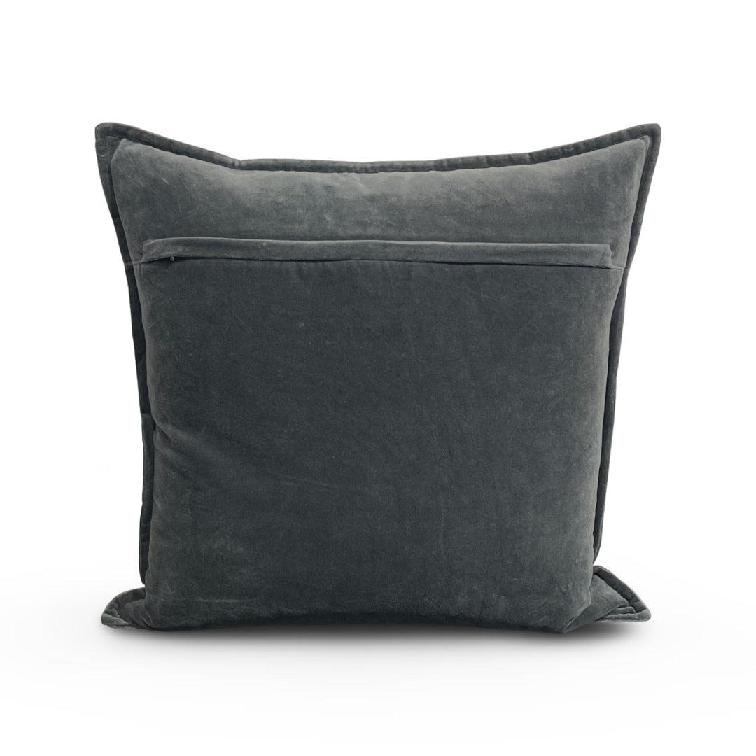 Cotton Velvet Pillow - Gray