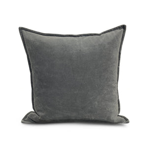 Cotton Velvet Pillow 20 - Charcoal