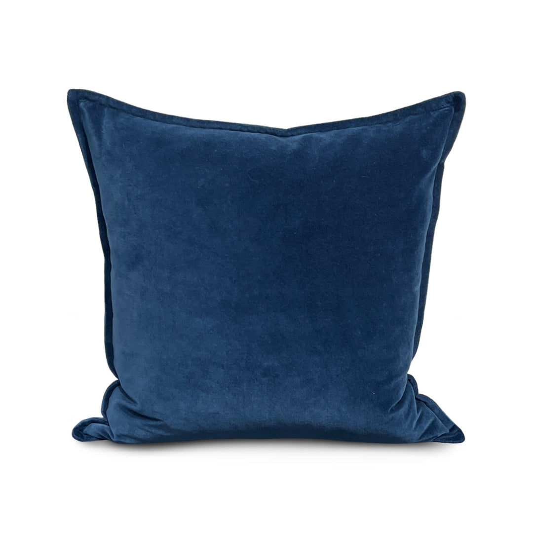 Cotton Velvet Pillow - Blue