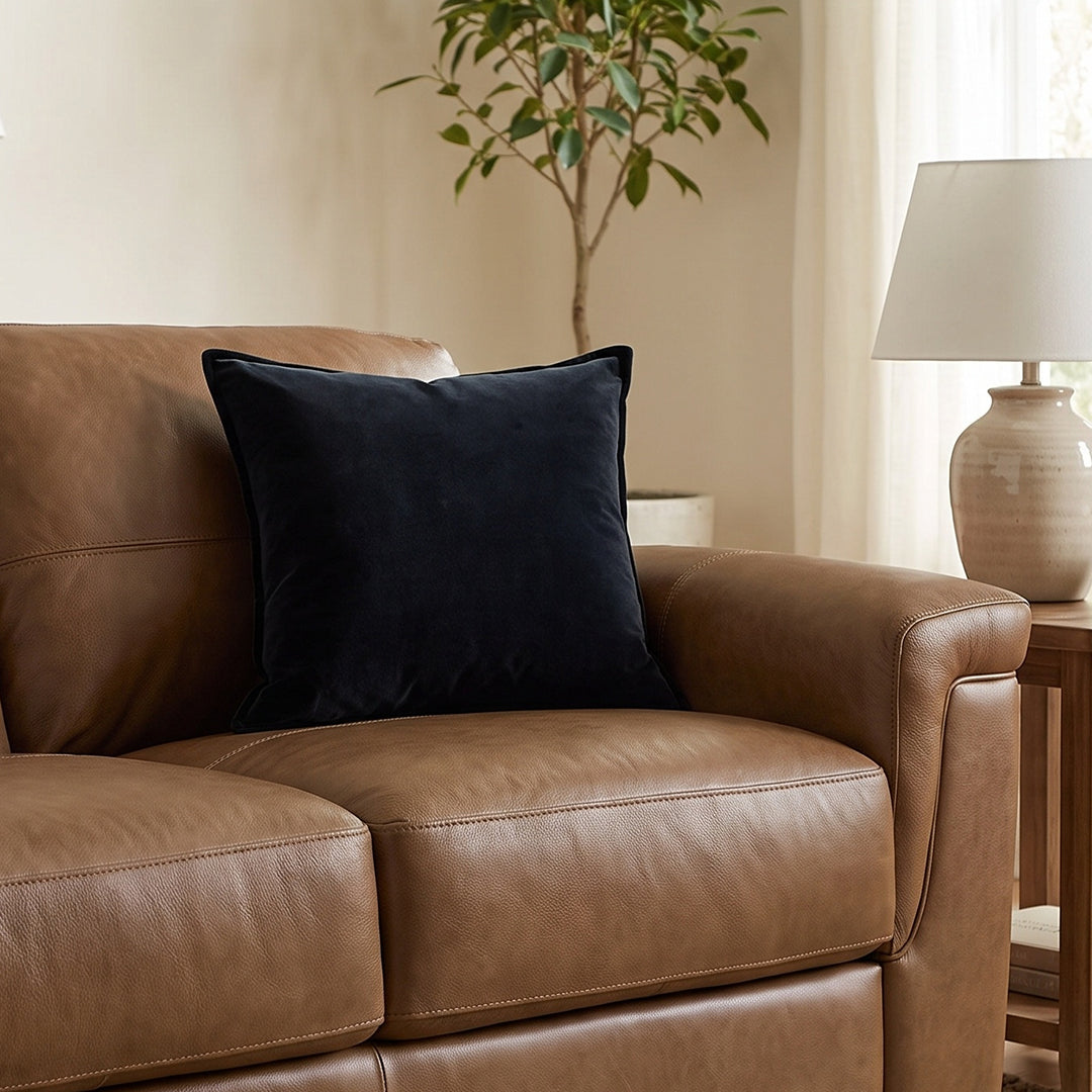 Cotton Velvet Pillow - Black