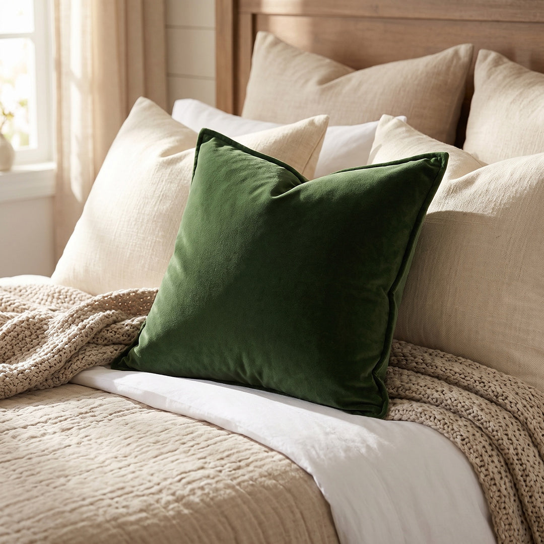 Almohada de terciopelo de algodón - Verde 
