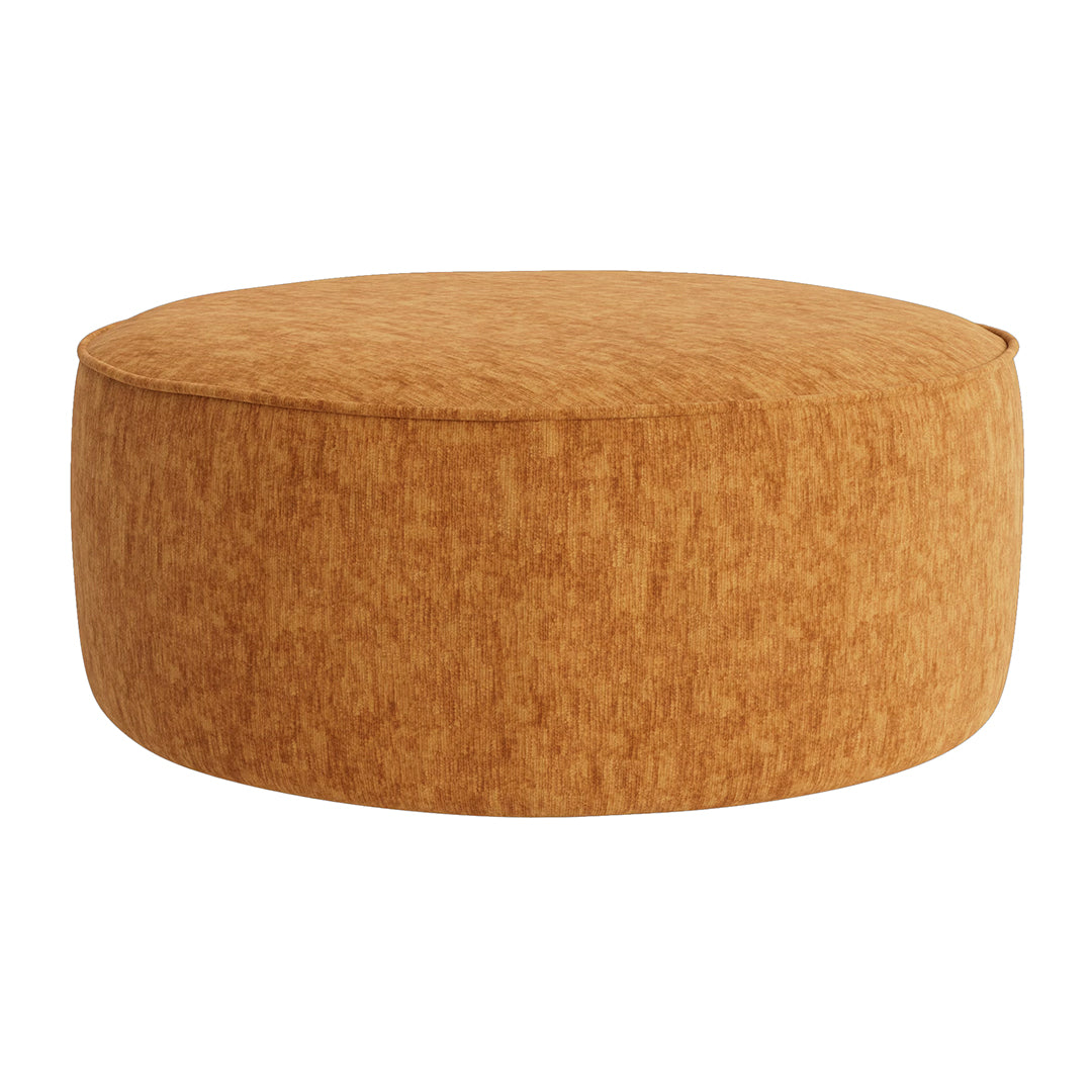 Joybird orange round cocktail ottoman