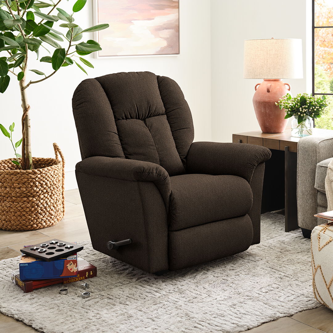 Jasper Rocker Recliner from La-Z-Boy Incorporated in Brown, Made in USA - Alternate angle