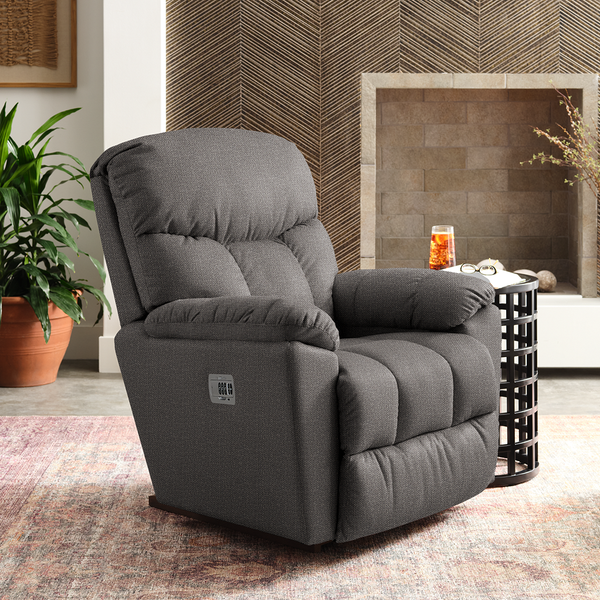 Morrison Power Rocker Recliner from La-Z-Boy Incorporated in Gray, Made in USA - Alternate angle