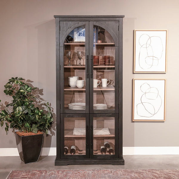 Elena Tall Cabinet from Sunny Designs, Inc. in Black Solid Wood - Alternate angle