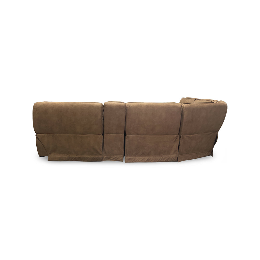 Daniel Zero-G Power Reclining Sectional (6-Piece) from Cheers in Brown Polyester with Cup Holders, Power Headrest - Reclined position