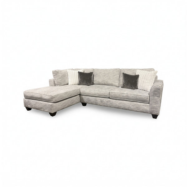 Dove Sectional (2-Piece) from Peak Living in Gray with Accent Pillows, Reversible Cushions, Made in USA