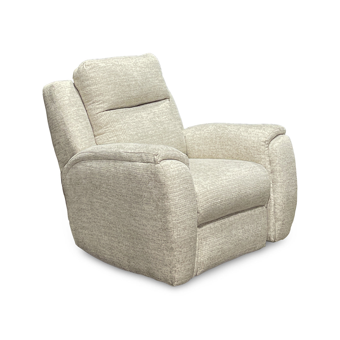 Drake Zero-G Swivel Glider Recliner with Heat &amp; Massage from Southern Motion in Beige Polyester, Made in USA - Reclined position