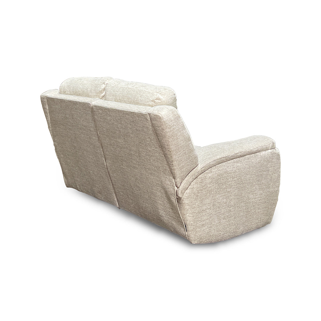 Drake Zero-G Reclining Loveseat with Heat & Massage from Southern Motion in Beige Polyester, Made in USA - Reclined position