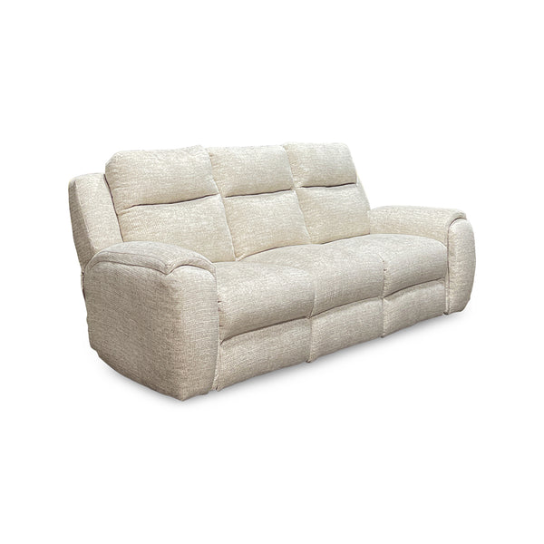 Drake Zero-G Reclining Sofa with Heat &amp; Massage from Southern Motion in Beige Polyester, Made in USA - Reclined position