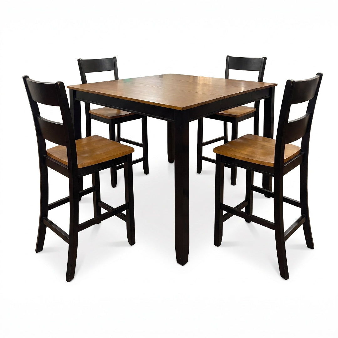 Juego de comedor Drake (5 piezas) (Seats 4-6) from Worldwide Designs in White Solid Wood with Extension Leaf - Black finish