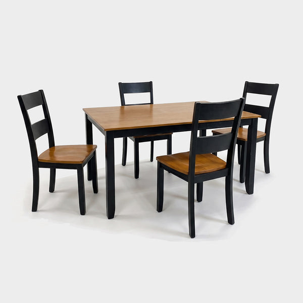 Juego de comedor Drake (5 piezas) (Seats 4-6) from Worldwide Designs in White Solid Wood with Extension Leaf - Black finish