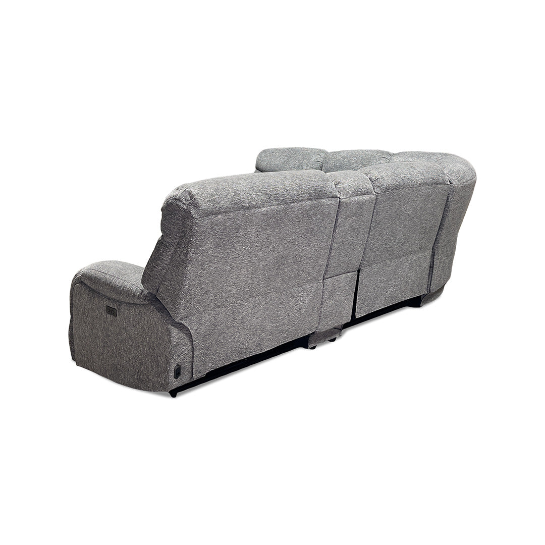 Duncan Power Reclining Sectional (6-Piece) from Cheers in Gray Performance Fabric with Cup Holders, Storage - Reclined position