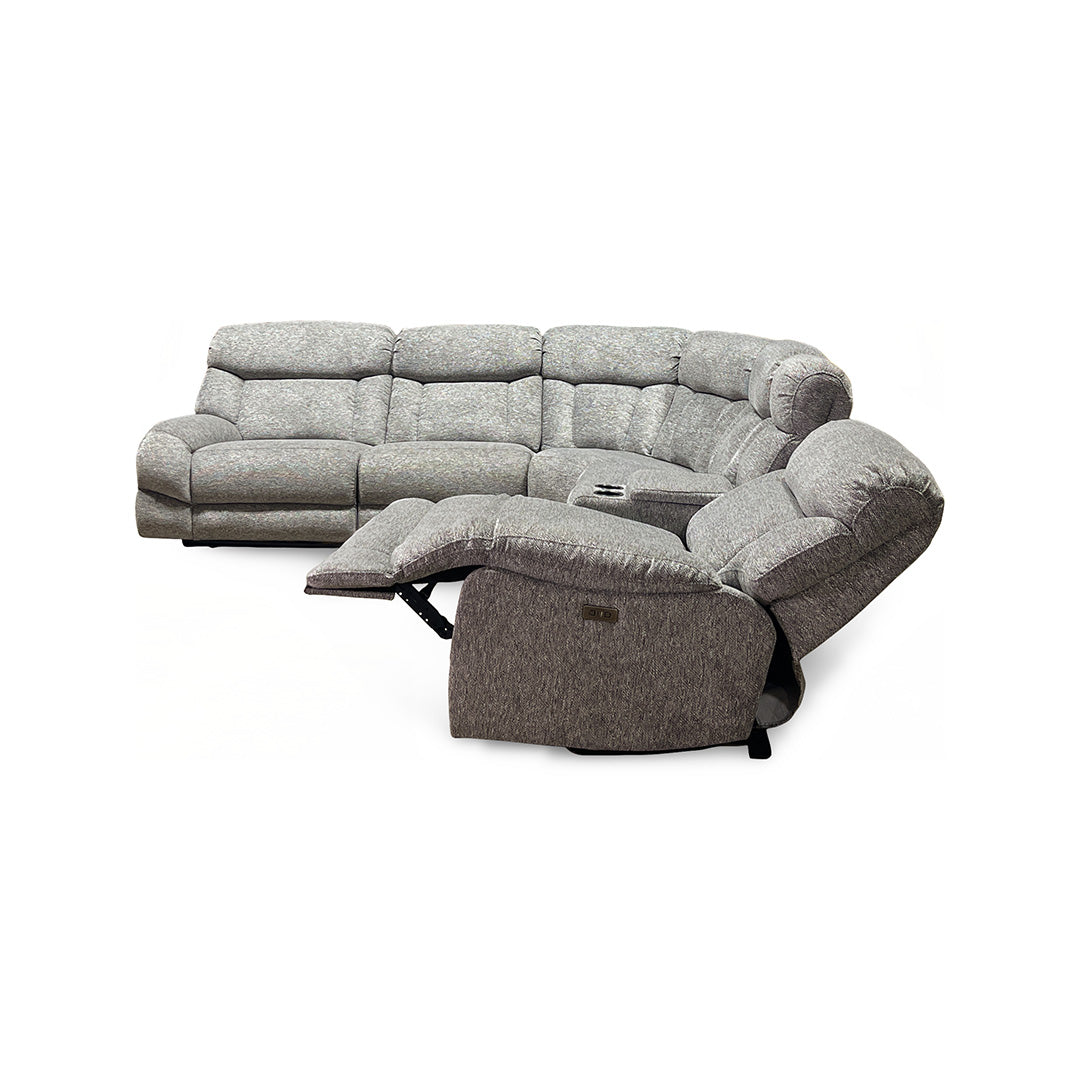 Duncan Power Reclining Sectional (6-Piece) from Cheers in Gray Performance Fabric - Reclined position