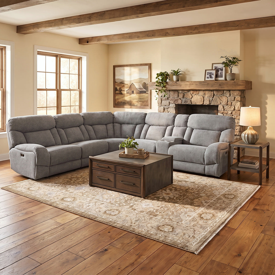 Duncan Power Reclining Sectional (6-Piece) from Cheers in Gray Performance Fabric - Alternate angle