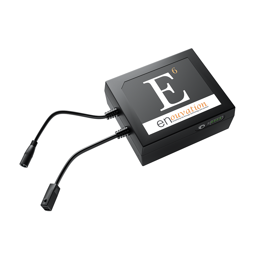 Black electronic device with 'enervation' branding on a white background
