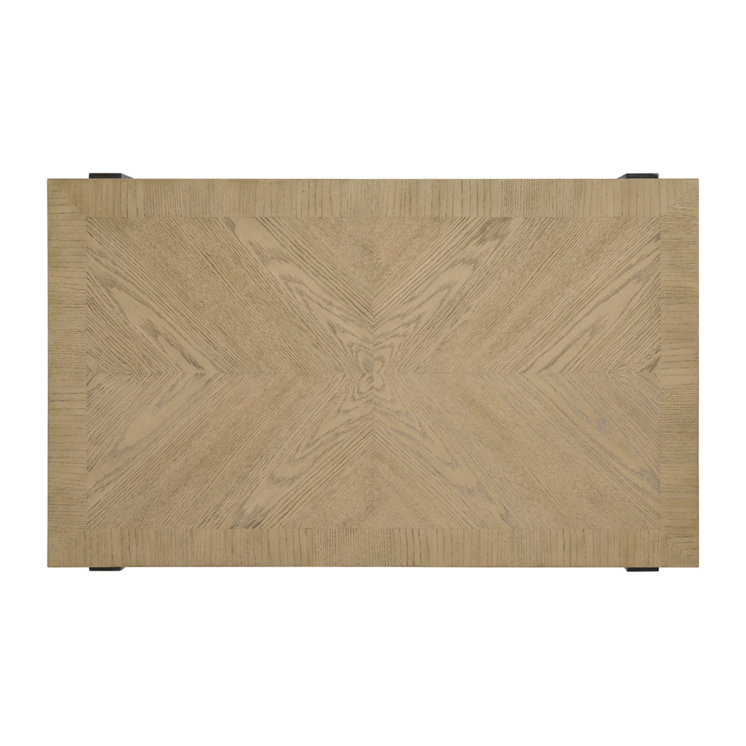Beige Sutton Place Cocktail Table from Emerald Home Furnishing - Overhead view