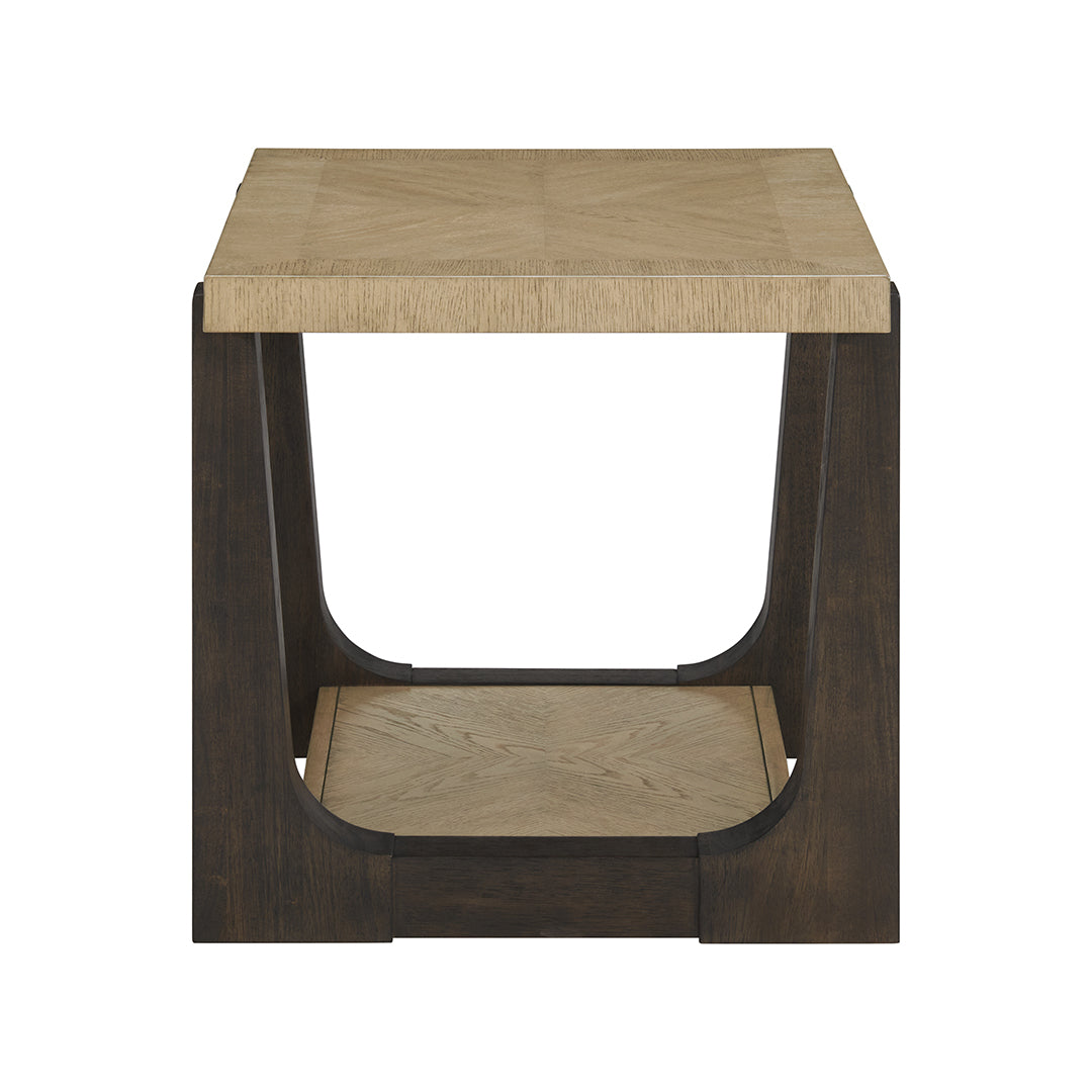 Beige Sutton Place End Table from Emerald Home Furnishing - Front view